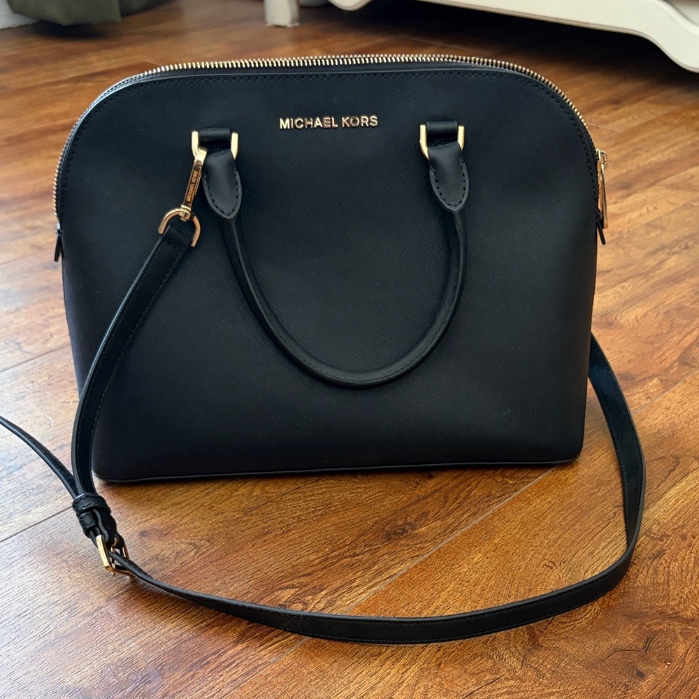 Michael Kors Black Saffiano Crossbody Dome Satchel